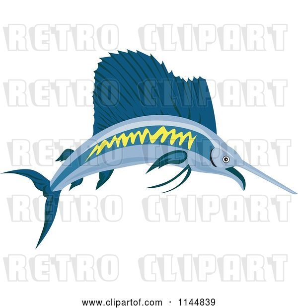 Vector Clip Art of Retro Sailfish 2