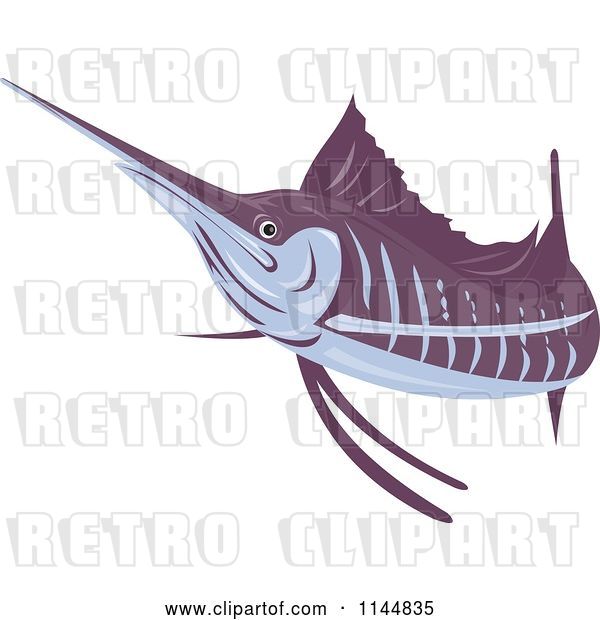 Vector Clip Art of Retro Sailfish 4
