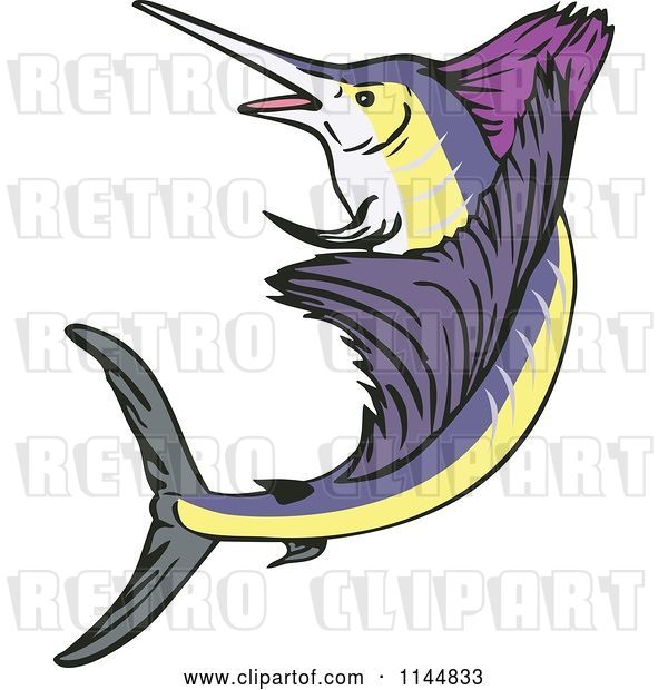 Vector Clip Art of Retro Sailfish 6