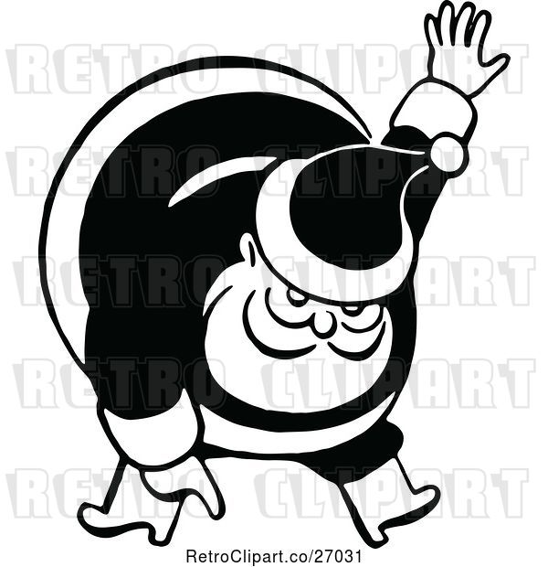 Vector Clip Art of Retro Santa Bending over and Pointing