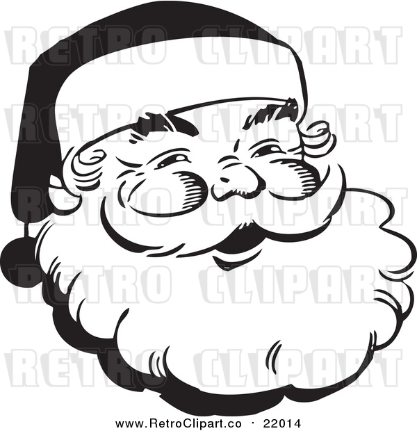 Vector Clip Art of Retro Santa Claus Face Outline