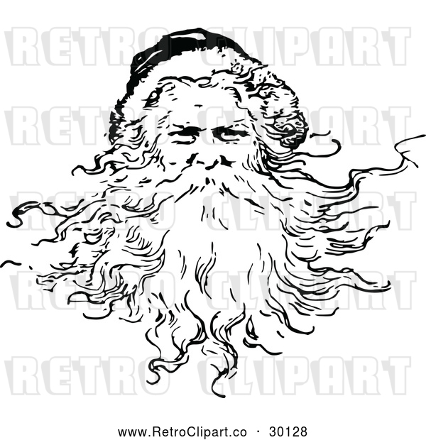 Vector Clip Art of Retro Santa Claus Featuring His Beard