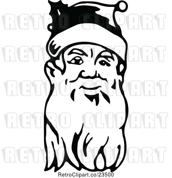 Vector Clip Art of Retro Santa Face with a Long Beard