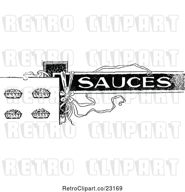 Vector Clip Art of Retro Sauces Text with Dishes