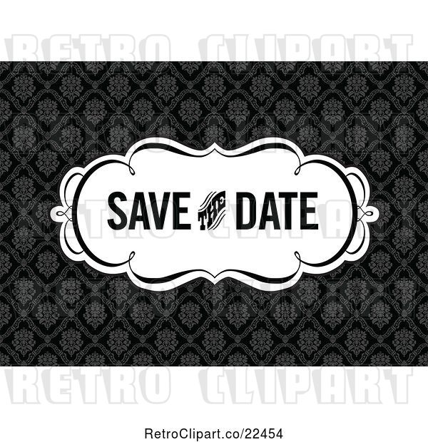 Vector Clip Art of Retro Save the Date Wedding Damask Design