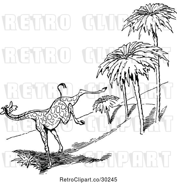Vector Clip Art of Retro Scared Giraffe Running
