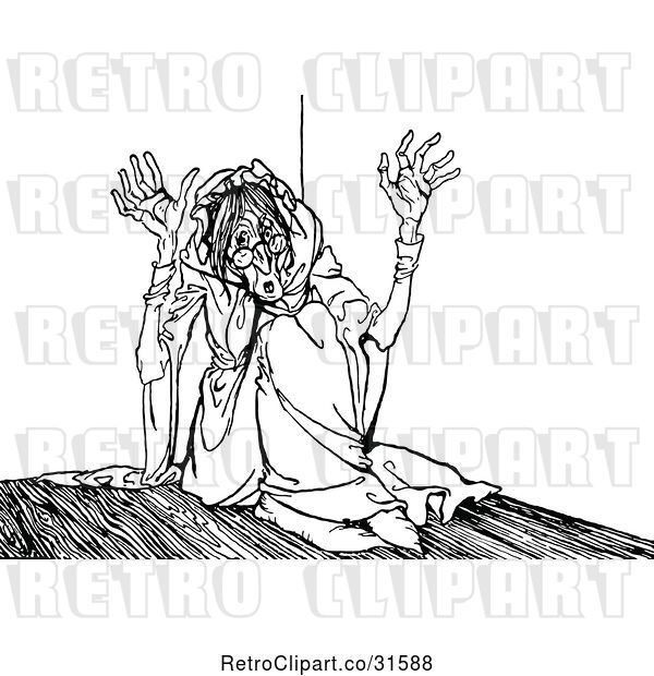 Vector Clip Art of Retro Scared Old Lady