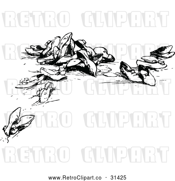 Vector Clip Art of Retro Scattered Shoes