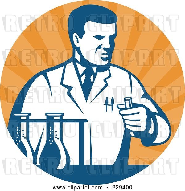 Vector Clip Art of Retro Scientist Holding a Test Tube Logo