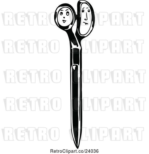 Vector Clip Art of Retro Scissors with Faces