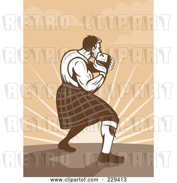 Vector Clip Art of Retro Scotsman Athlete Throwing