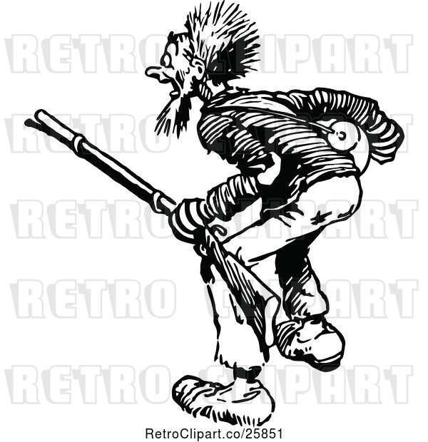 Vector Clip Art of Retro Screaming Guy with a Rifle