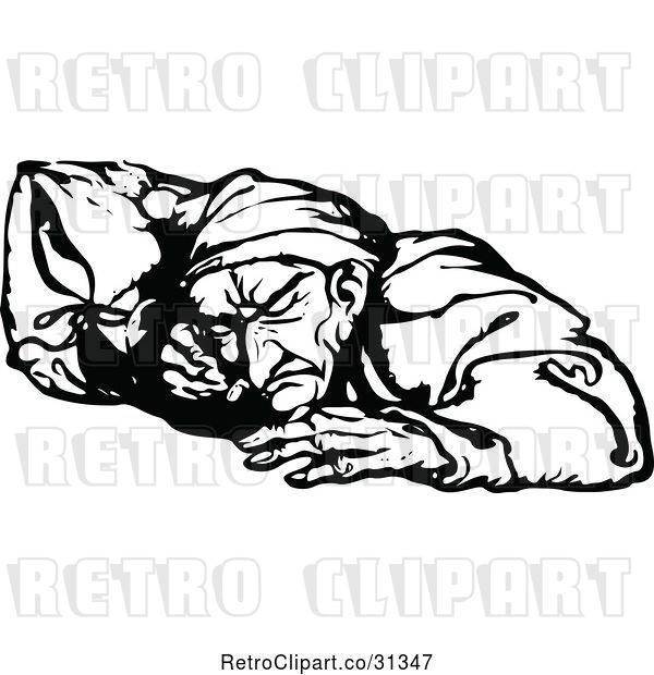 Vector Clip Art of Retro Scrooge Sleeping