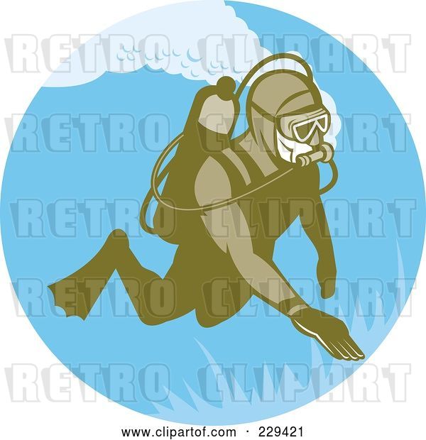 Vector Clip Art of Retro Scuba Diver Logo - 1