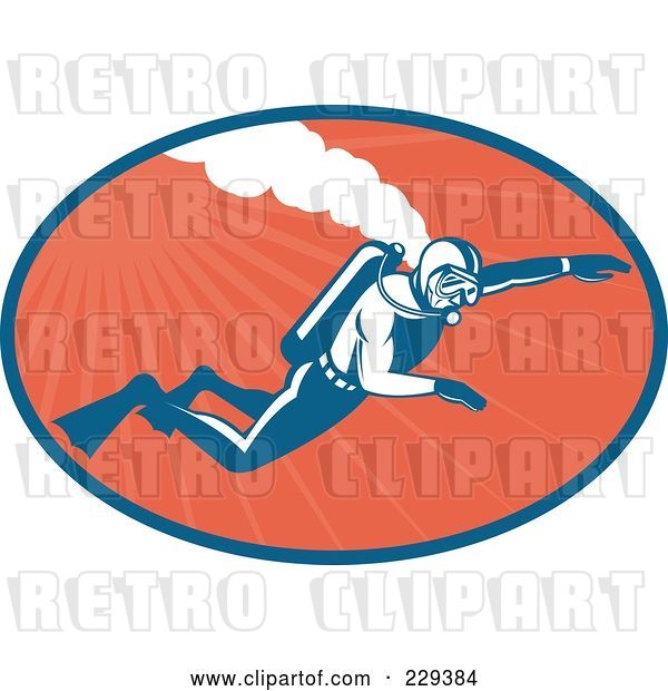Vector Clip Art of Retro Scuba Diver Logo - 2