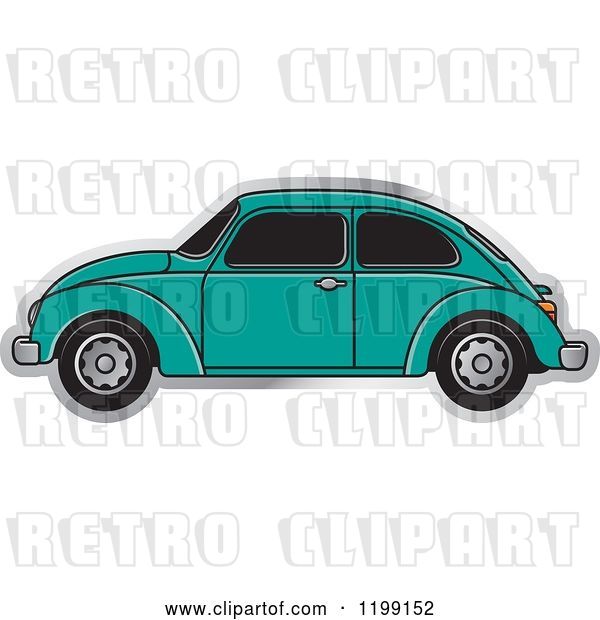 Vector Clip Art of Retro Sea Green Vw Beetle Car with Tinted Windows