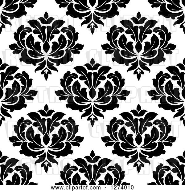 Vector Clip Art of Retro Seamless Background Pattern of Damask Floral