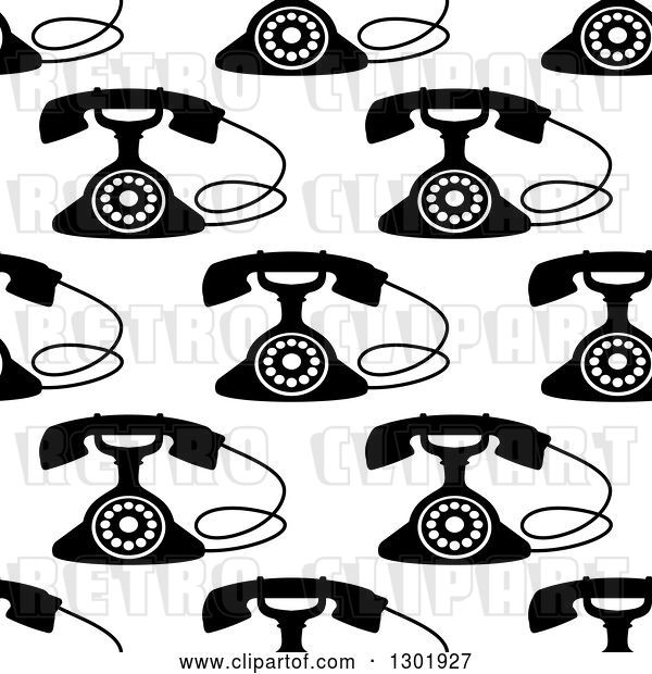 Vector Clip Art of Retro Seamless Background Pattern of Telephones