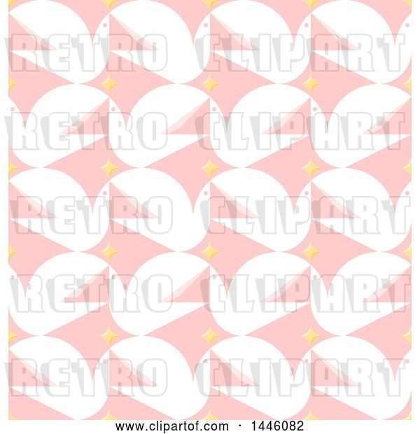 Vector Clip Art of Retro Seamless Background Pattern of White Peace Doves and Stars on Pink