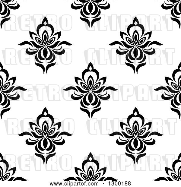Vector Clip Art of Retro Seamless Floral Background Pattern 4