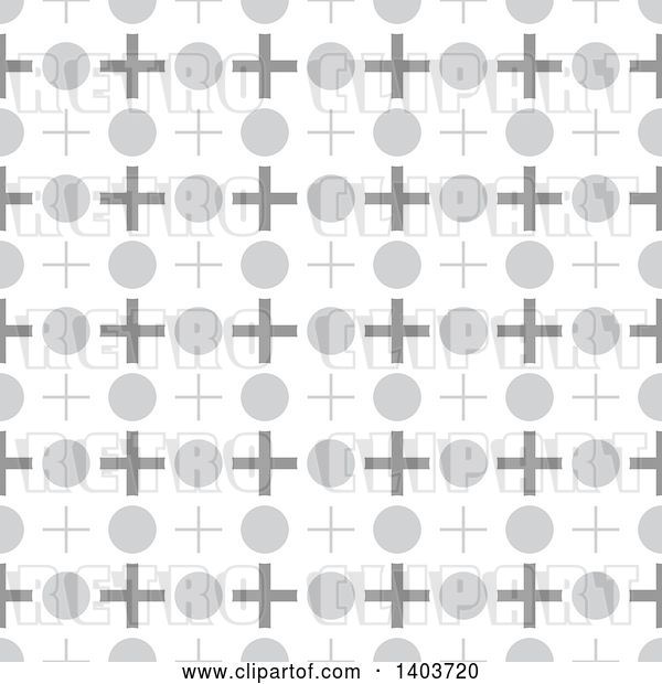 Vector Clip Art of Retro Seamless Grayscale Pattern Background of Crosses and Circles