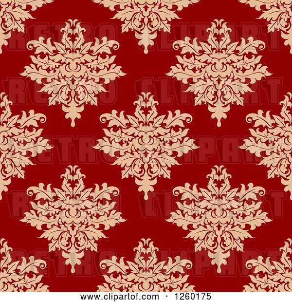 Vector Clip Art of Retro Seamless Pattern Background of Damask Floral