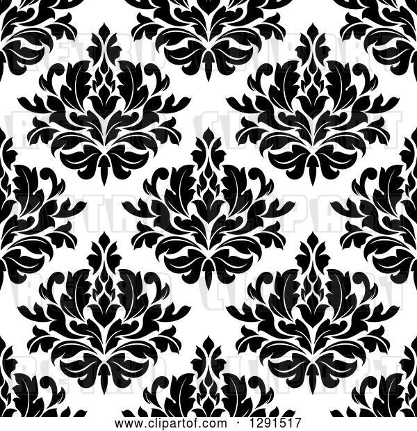 Vector Clip Art of Retro Seamless Pattern Background of Floral Damask 2