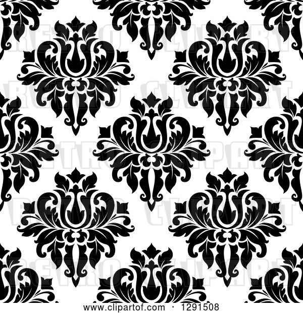 Vector Clip Art of Retro Seamless Pattern Background of Floral Damask 4