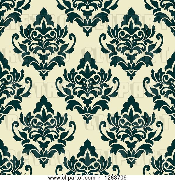 Vector Clip Art of Retro Seamless Pattern Background of Floral Damask