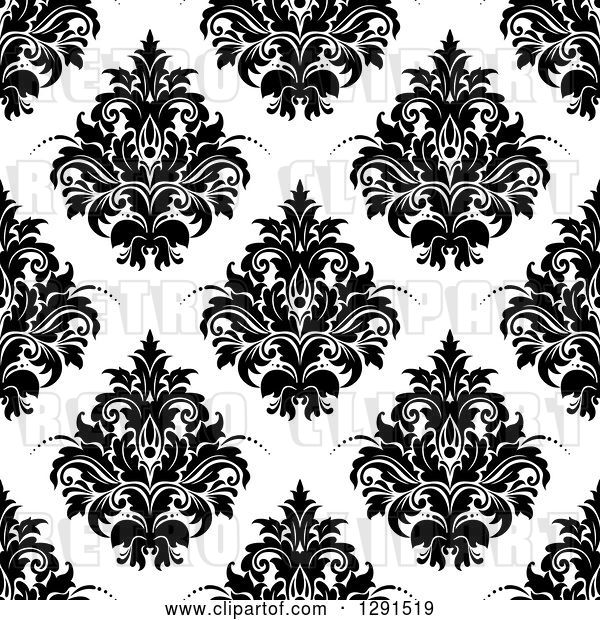 Vector Clip Art of Retro Seamless Pattern Background of Floral Damask