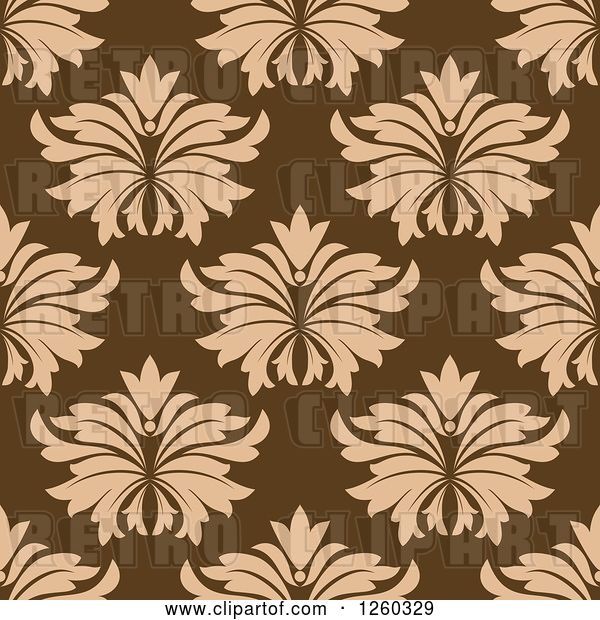 Vector Clip Art of Retro Seamless Pattern Background of Floral in Brown