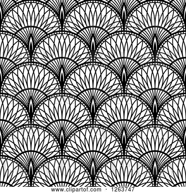 Vector Clip Art of Retro Seamless Pattern Background of Ornate Scallops