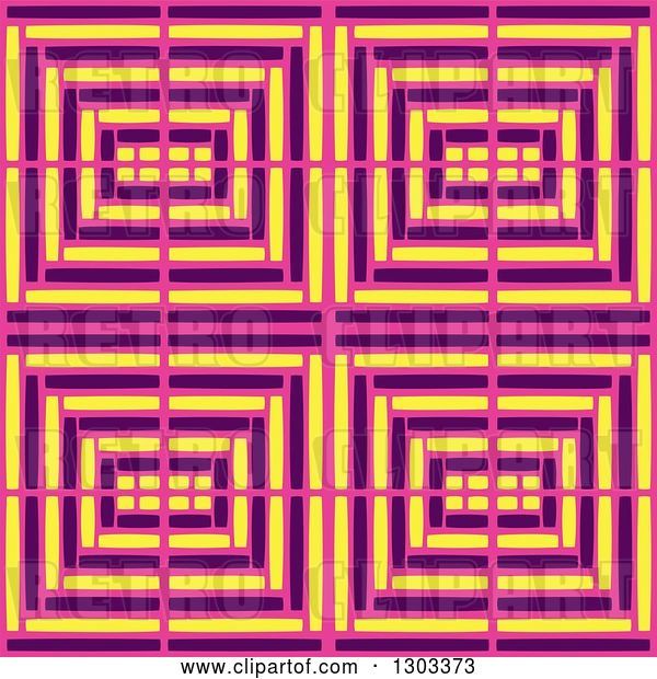 Vector Clip Art of Retro Seamless Pattern Background of Pink Purple and Yellow Geometric