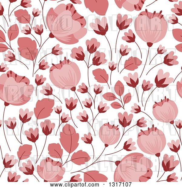 Vector Clip Art of Retro Seamless Pink Floral Background Pattern