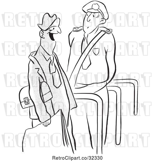 Vector Clip Art of Retro Security Guard and Guy