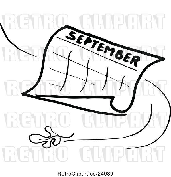 Vector Clip Art of Retro September Calendar with a Leaf
