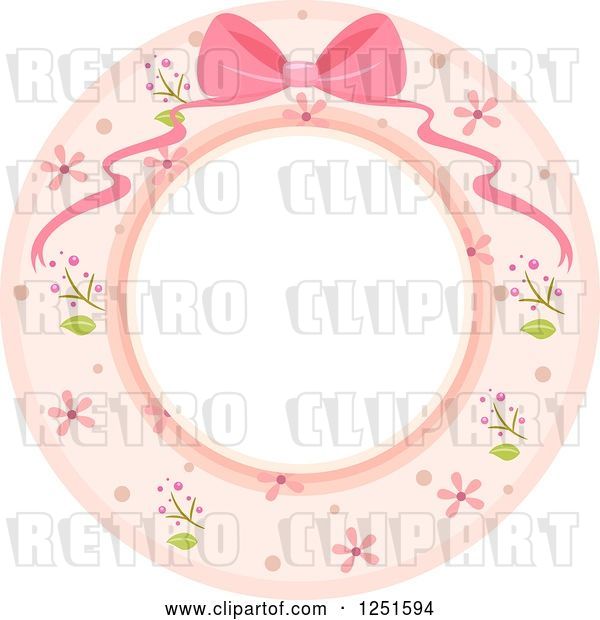 Vector Clip Art of Retro Shappy Chick Round Floral Frame