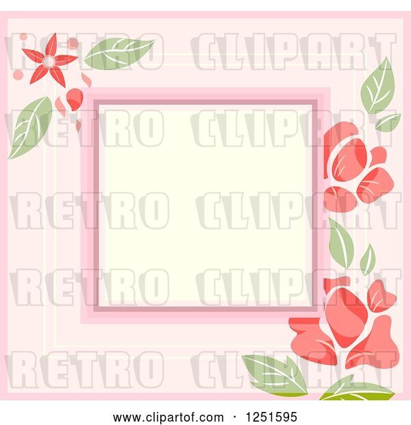 Vector Clip Art of Retro Shappy Chick Square Floral Frame