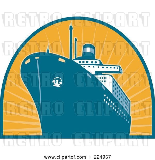 Vector Clip Art of Retro Ship and Orange Rays Logo