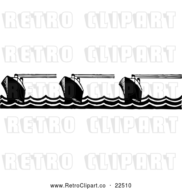Vector Clip Art of Retro Ship Border 2