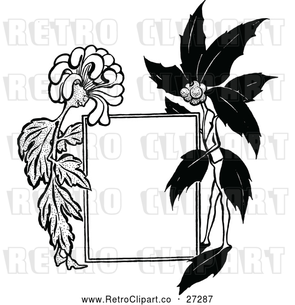 Vector Clip Art of Retro Sig with Flower Characters