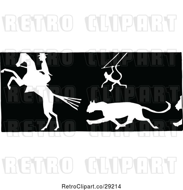 Vector Clip Art of Retro Silhouetted Circus Animals