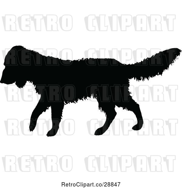 Vector Clip Art of Retro Silhouetted Dog 2