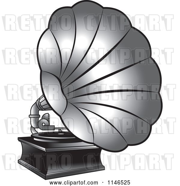 Vector Clip Art of Retro Silver Gramophone