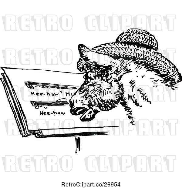 Vector Clip Art of Retro Singing Donkey