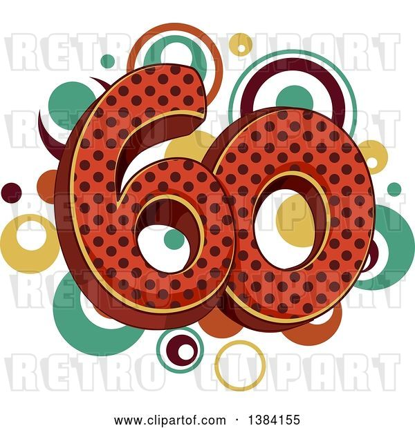 Vector Clip Art of Retro Sixtieth Anniversary or Birthday Design with Number 60 and Dots