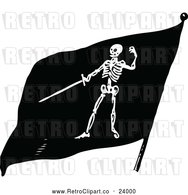 Vector Clip Art of Retro Skeleton Pirate Flag