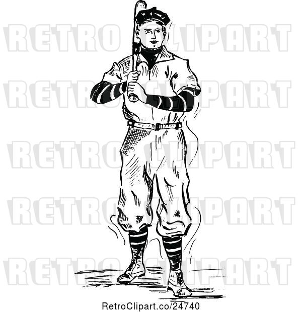 Vector Clip Art of Retro Sketched Baseball Player