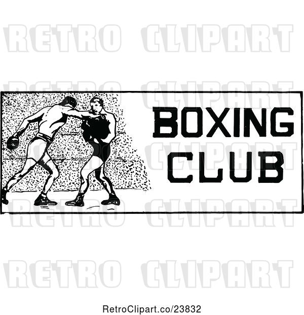 Vector Clip Art of Retro Sketched Boxing Club Design