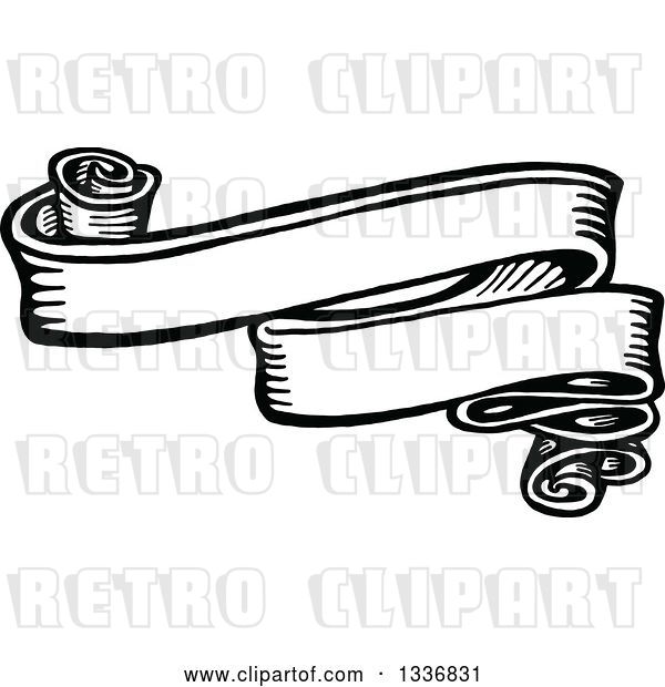 Vector Clip Art of Retro Sketched Doodle of a Ribbon Banner